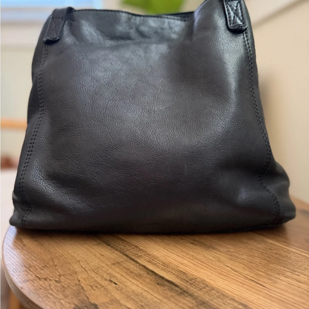 Classic Black Leather Shoulder Bag